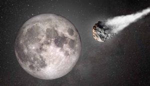 Asteroide verso la Luna (Robert Lea Canva_NASA foto)